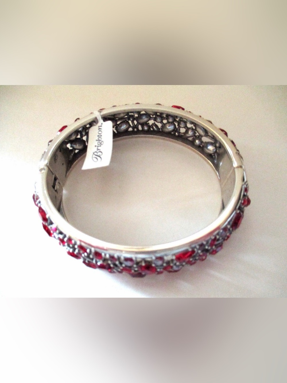 🌹♥️SET! SUPER RARE BRIGHTON ‘One Love’ RED SWAROVSKI CRYSTAL SLVR VTG+! - Picture 13 of 17